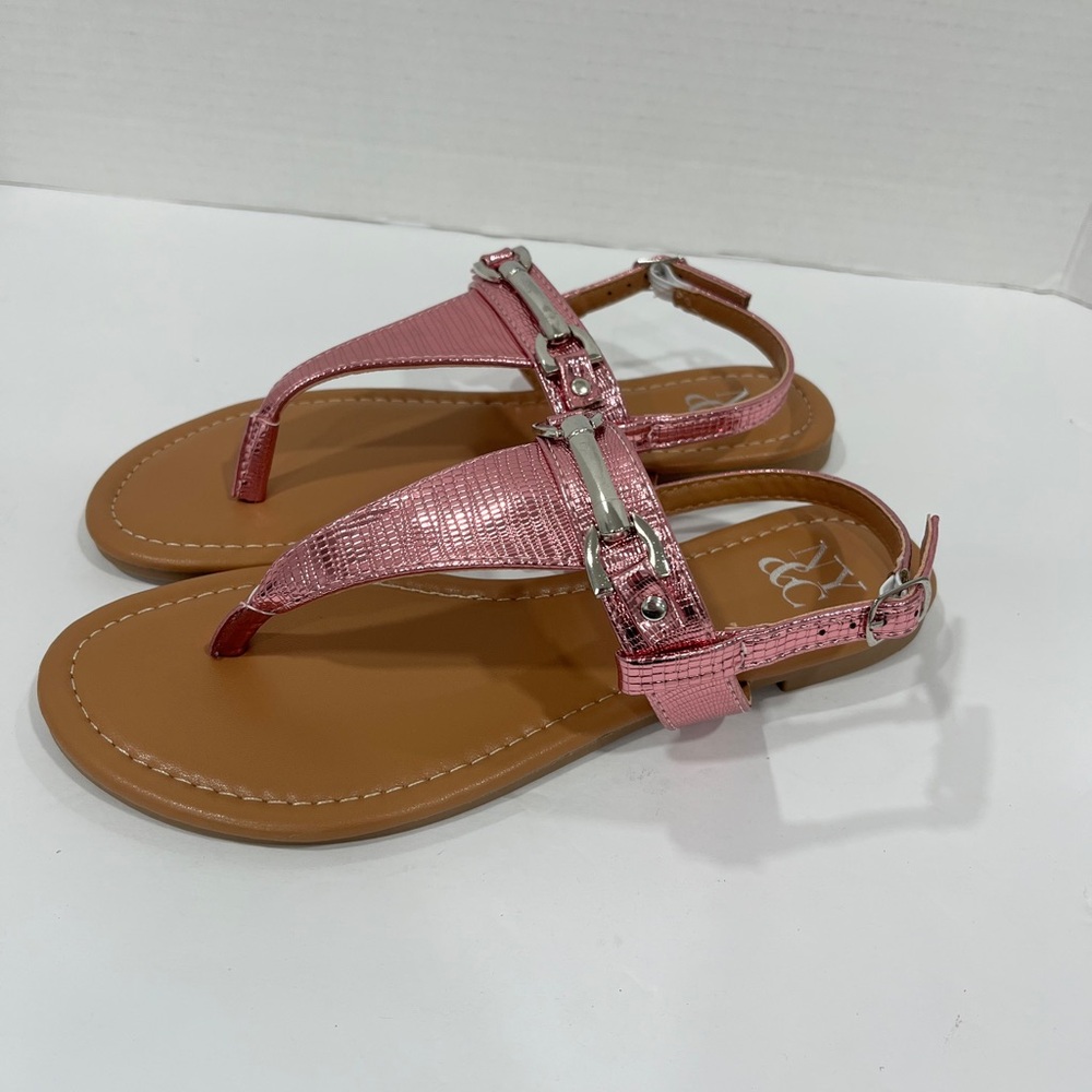 New York & Company Womens Angelica Flat Sandals. 6M. Pink - Picture 3 of 8